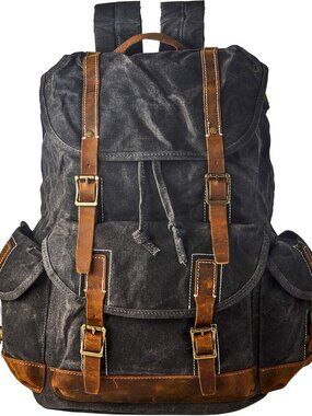 Leathercraft Heavy-Duty Waxed Canvas Rucksack Backpack
